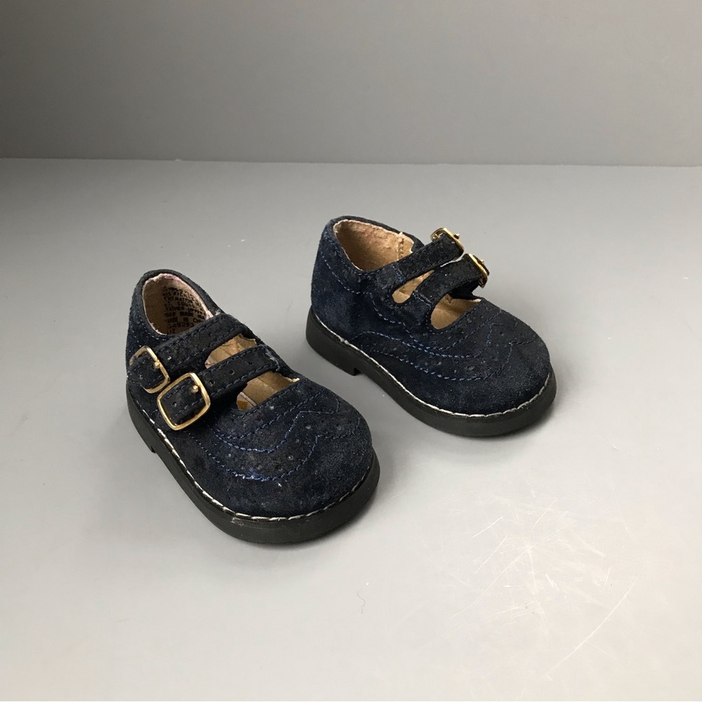Playskool Infant Mary Jane Leather Dress Shoes Blue 1 Vintage Rare